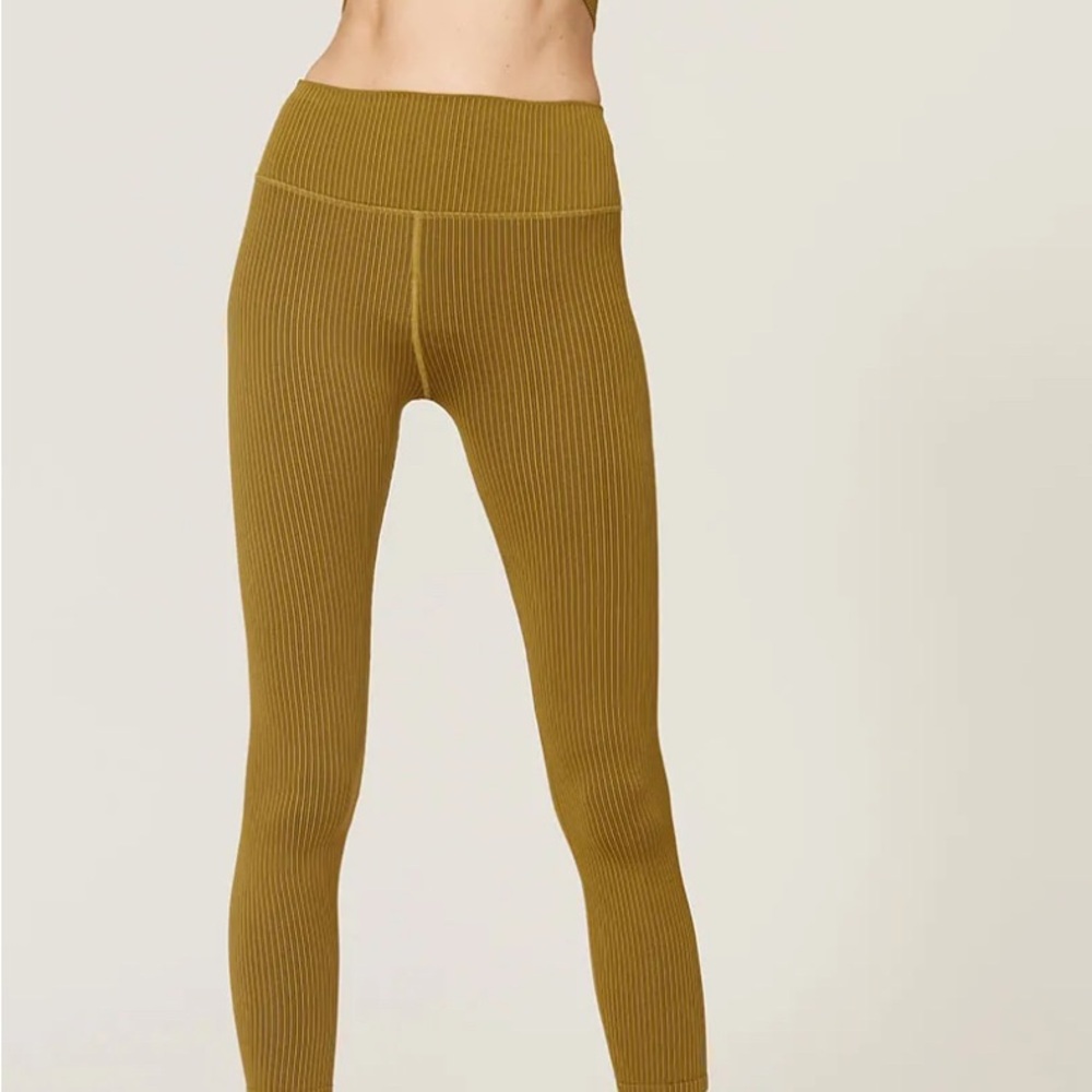Good American Active Essential Ribbed Leggings - Olive Green - Size 00